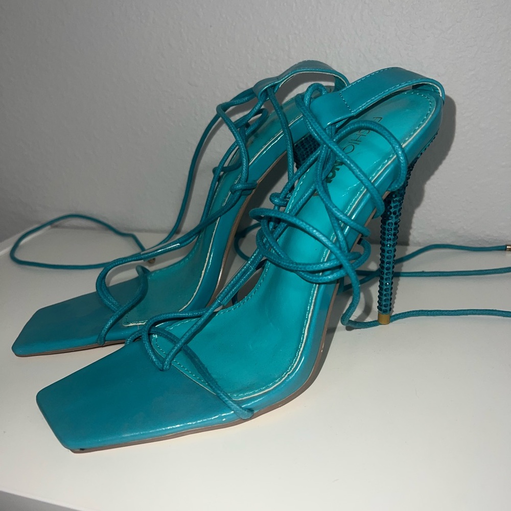Fashion Nova Elegant Teal Strappy Heels